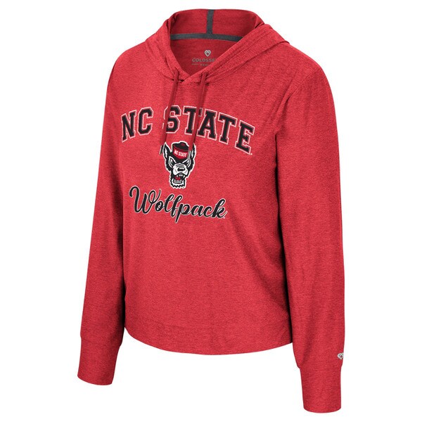 Red Ladies Long Sleeve Hood Tee - N